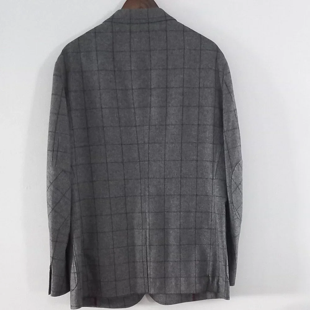 ERMENEGILDO ZEGNA thin wool grey windowpane check suit jacket blazer - Picture 3 of 16